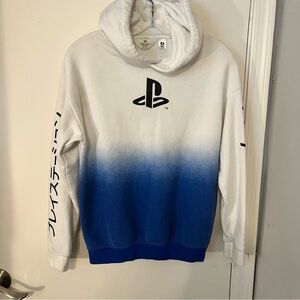 H&M Hoodie, white to blue gradient, design size
12/14